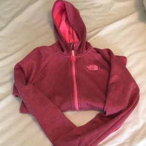 Pink North face Zip Up Sweatshirt